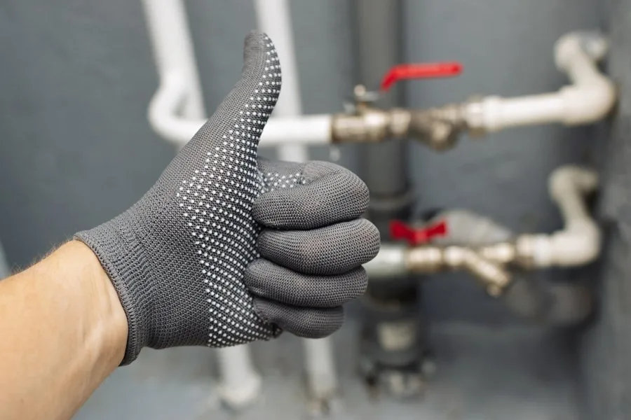 A person in a glove confidently giving a thumbs up gesture, symbolizing approval and positivity.